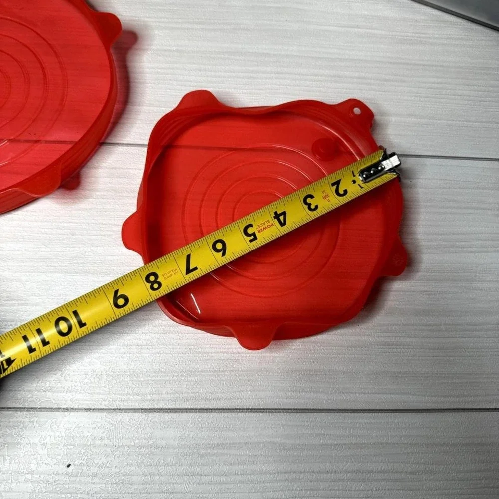 Pampered Chef Red Silicone Lid Set‎ Universal Food Storage Covers